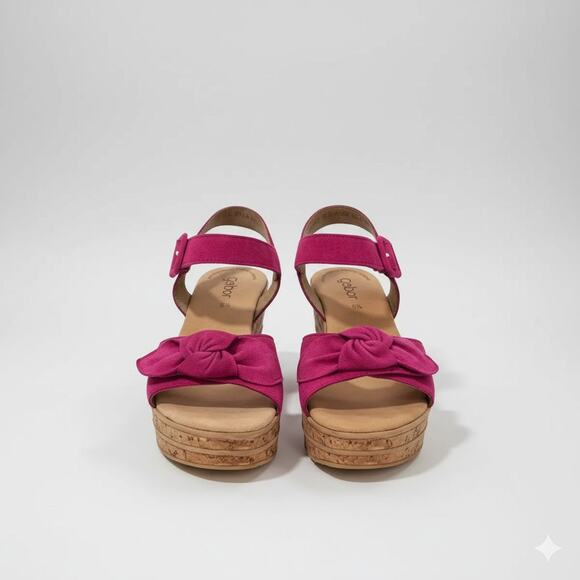 Gabor Teman Wedge Heel Sandals in Pink Suede - Picture 2 of 8